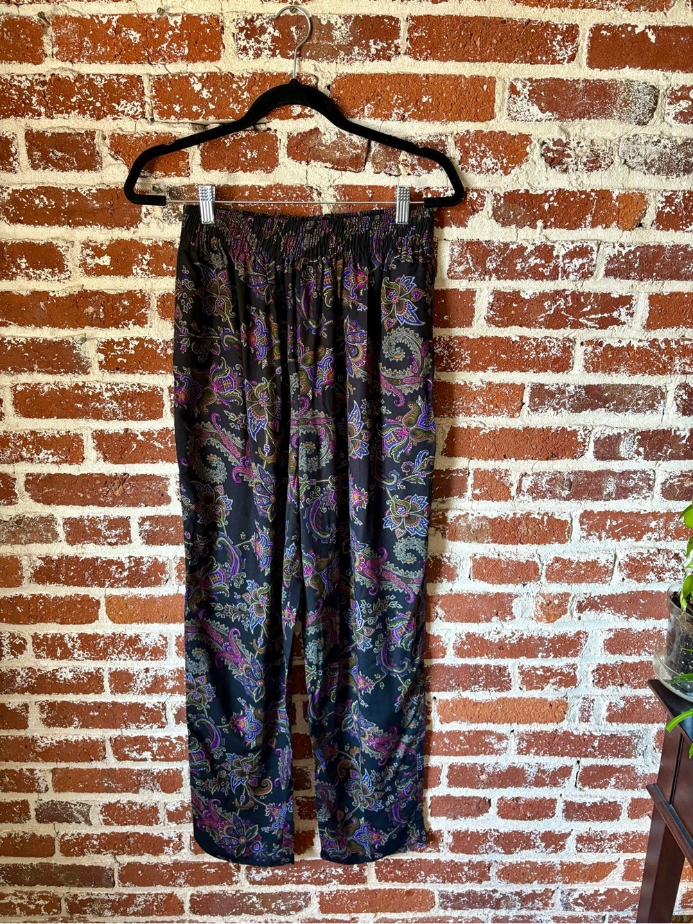 90s Vintage Meteor Black Paisley Printed Pants - Picture 8 of 8